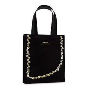 ✨Luxe Aesthetic MARC JACOBS Black Tote Canvas Shoulder Bag with Gold Flowers NEW